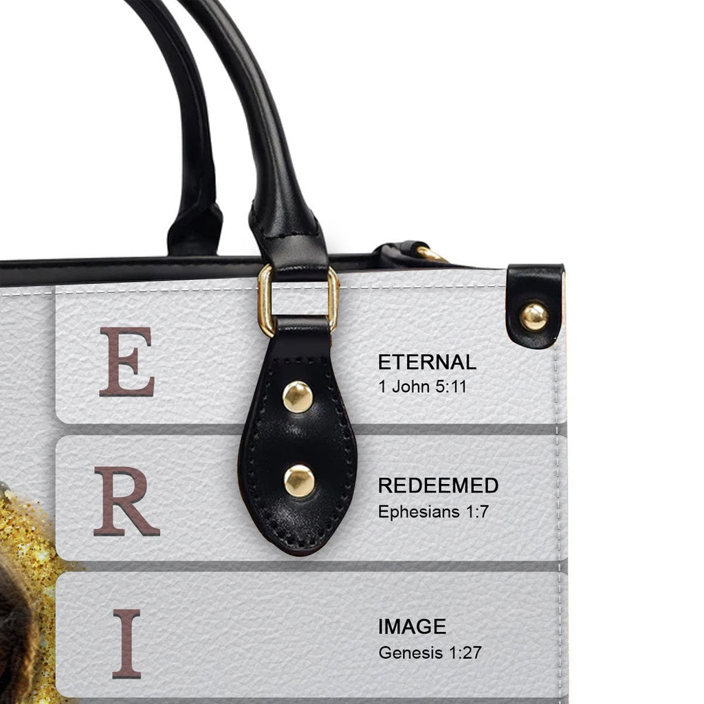 Personalized Sacred Name Leather Tote Bag
