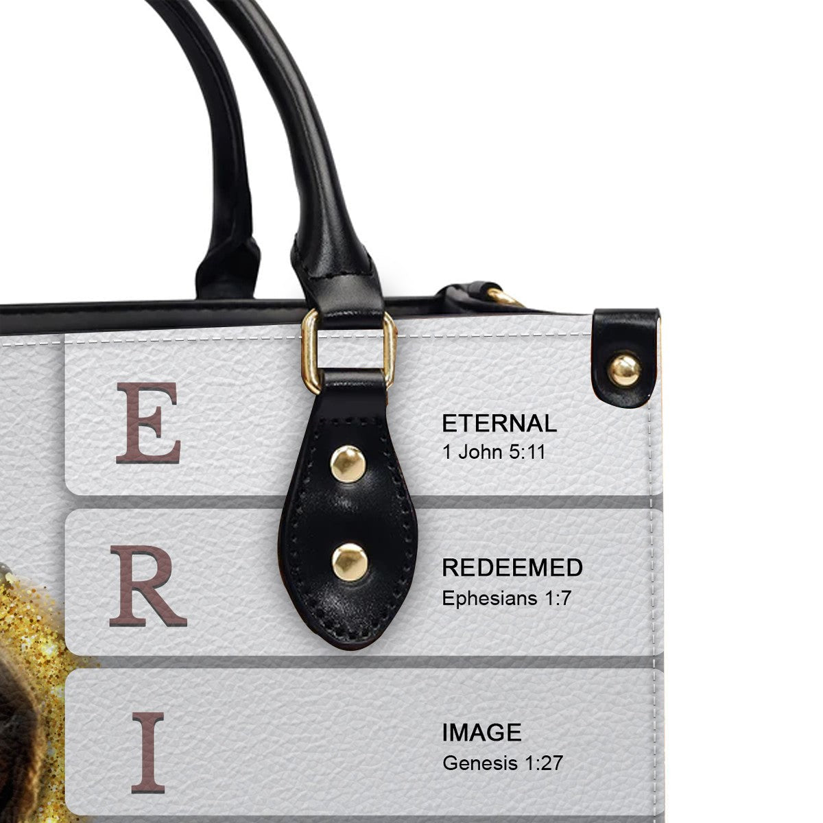 Personalized Sacred Name Leather Tote Bag
