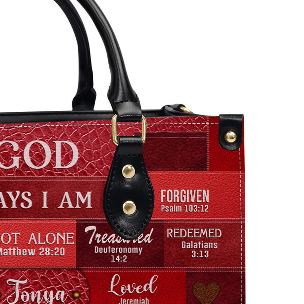 Personalized God Says I Am Leather Handbag