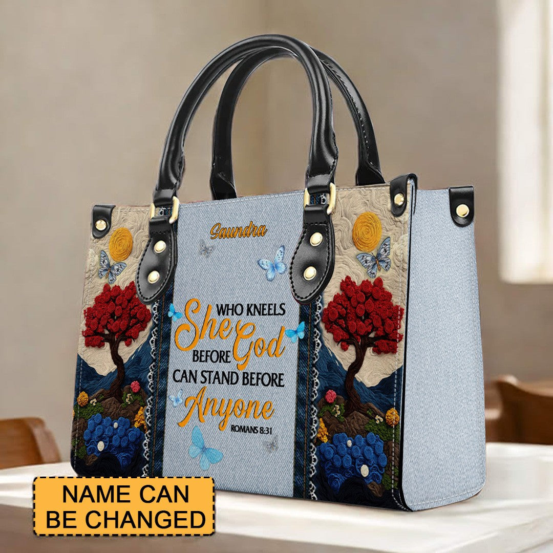 She Who Kneels Before God Leather Tote Bag