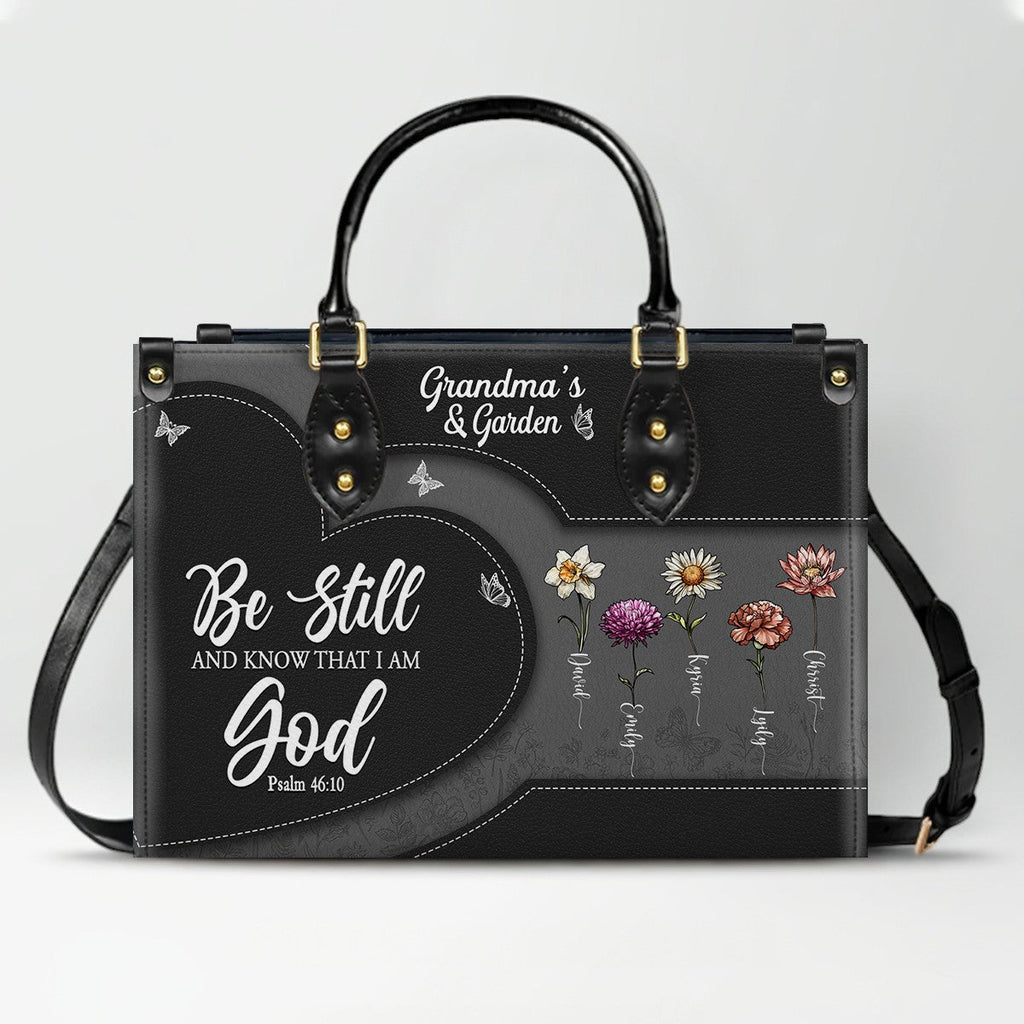 Personalized Be Still & Know Leather Tote