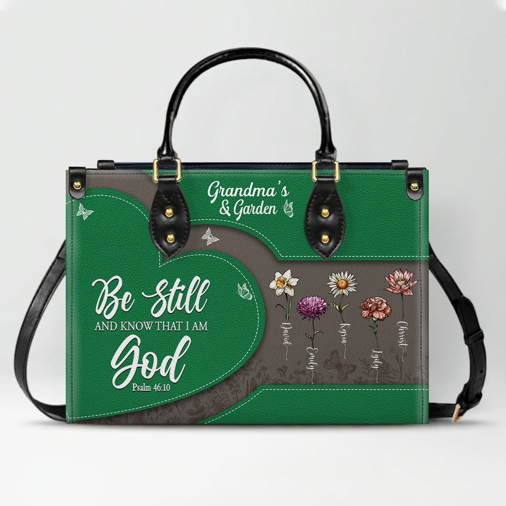 Personalized Be Still & Know Leather Tote