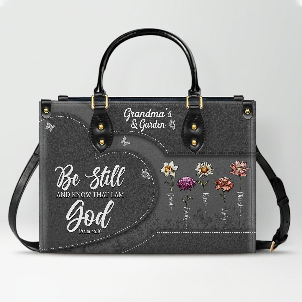 Personalized Be Still & Know Leather Tote