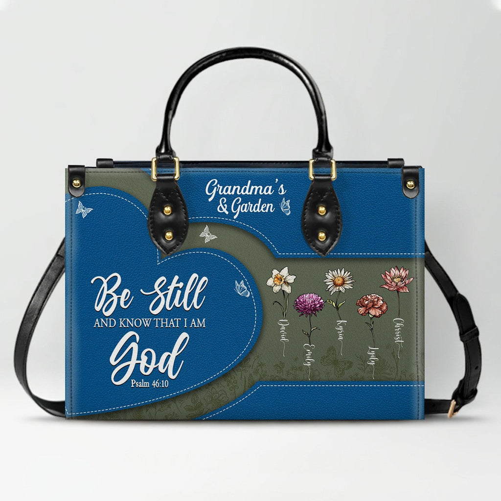 Personalized Be Still & Know Leather Tote