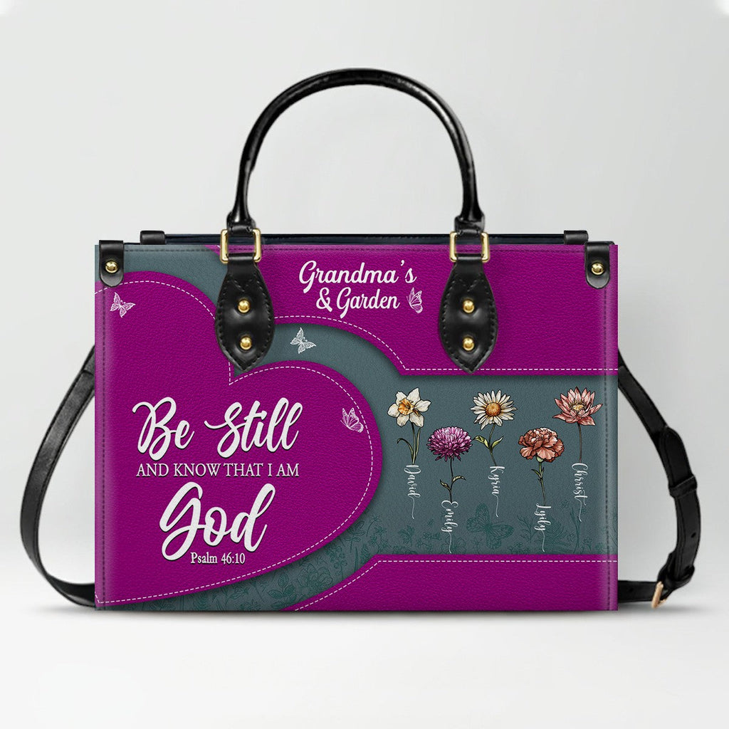 Personalized Be Still & Know Leather Tote