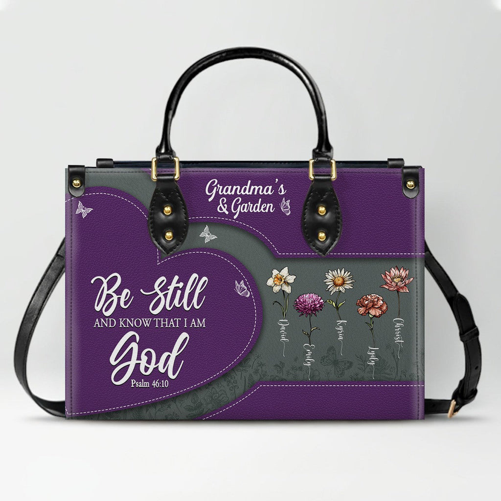 Personalized Be Still & Know Leather Tote