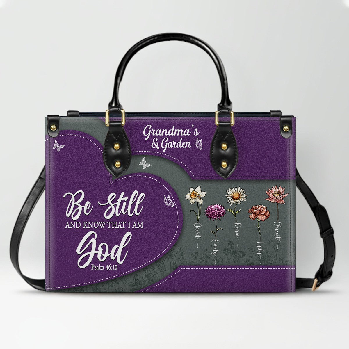 Personalized Be Still & Know Leather Tote