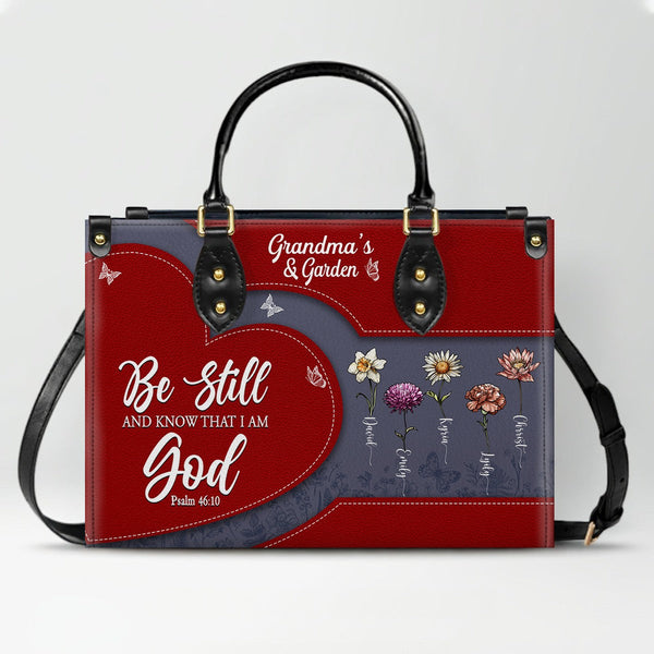 Personalized Be Still & Know Leather Tote