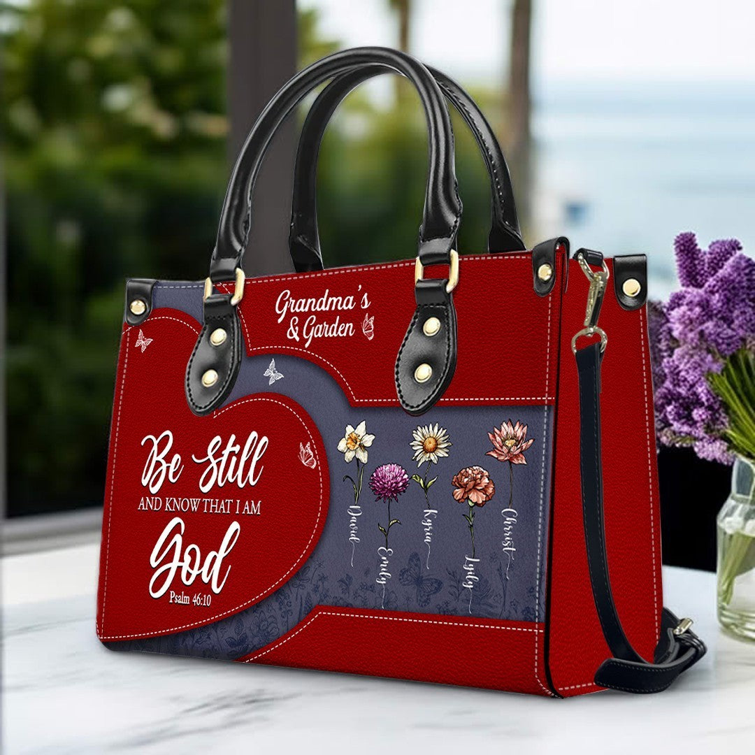 Personalized Be Still & Know Leather Tote