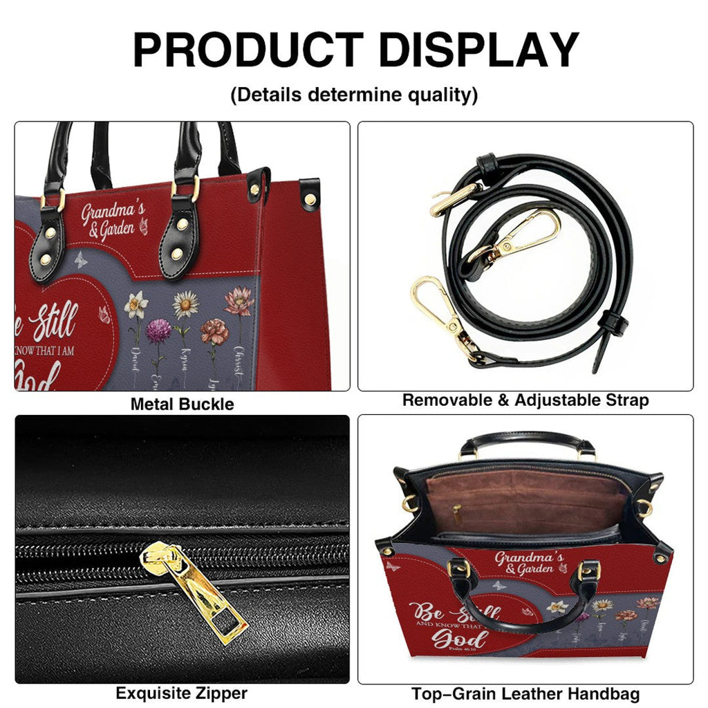 Personalized Be Still & Know Leather Tote