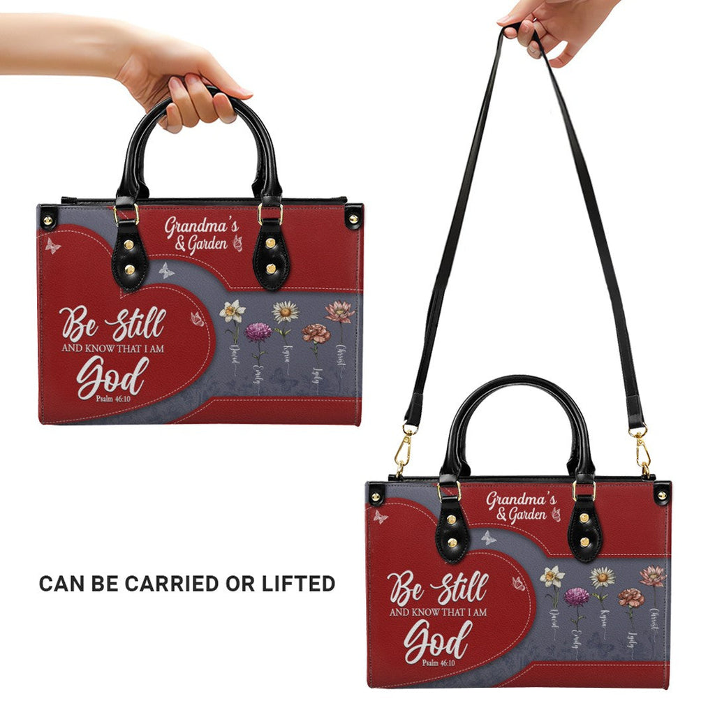 Personalized Be Still & Know Leather Tote
