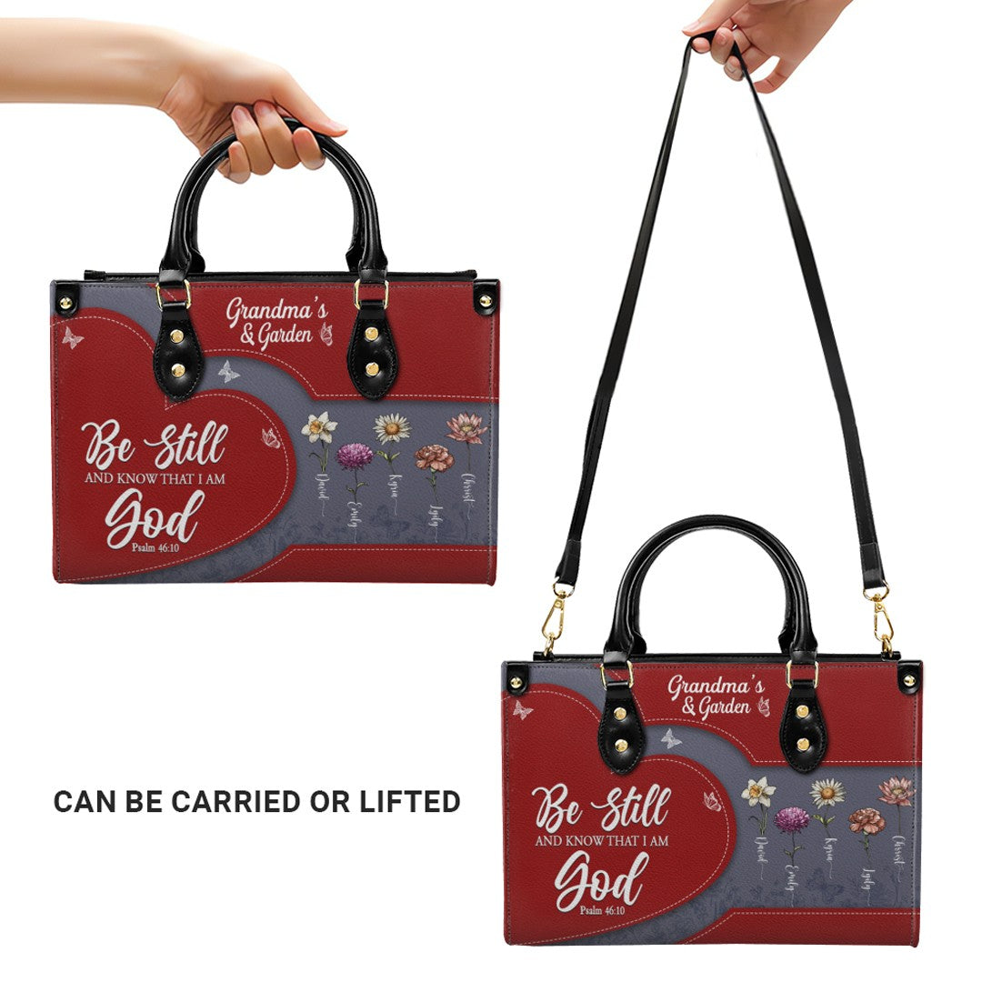 Personalized Be Still & Know Leather Tote
