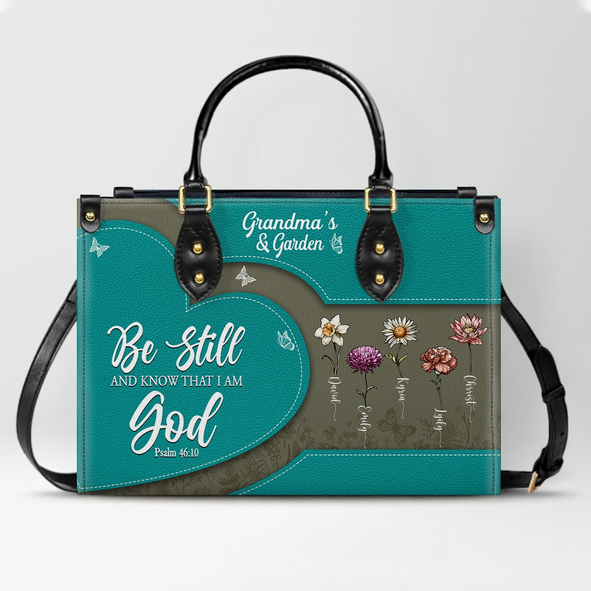 Personalized Be Still & Know Leather Tote