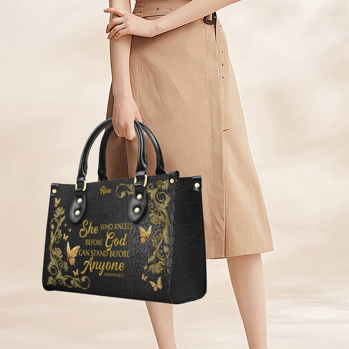 Personalized Christian Leather Tote Bag