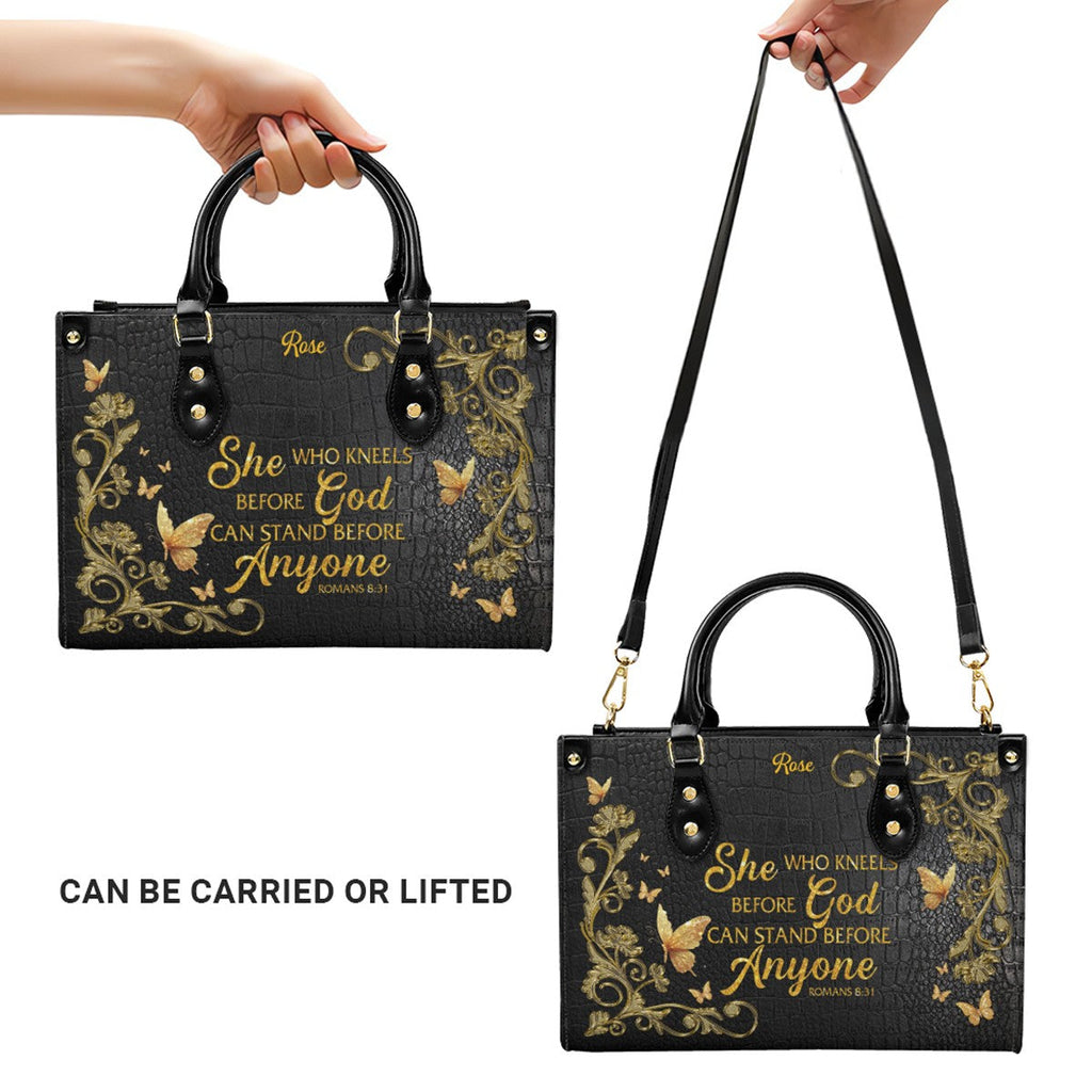 Personalized Christian Butterfly Leather Tote Bag