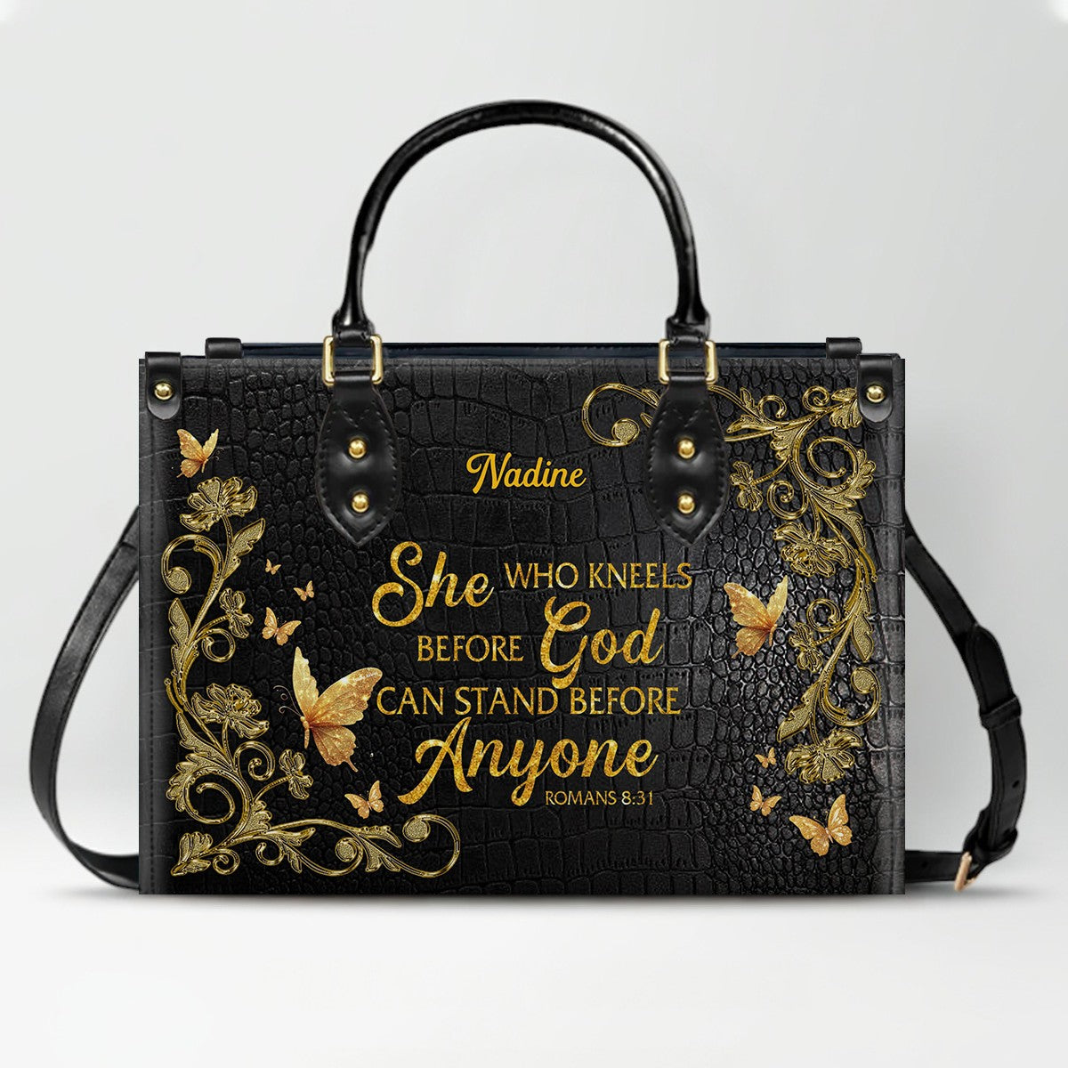 Custom She Who Kneels Before God Leather Tote