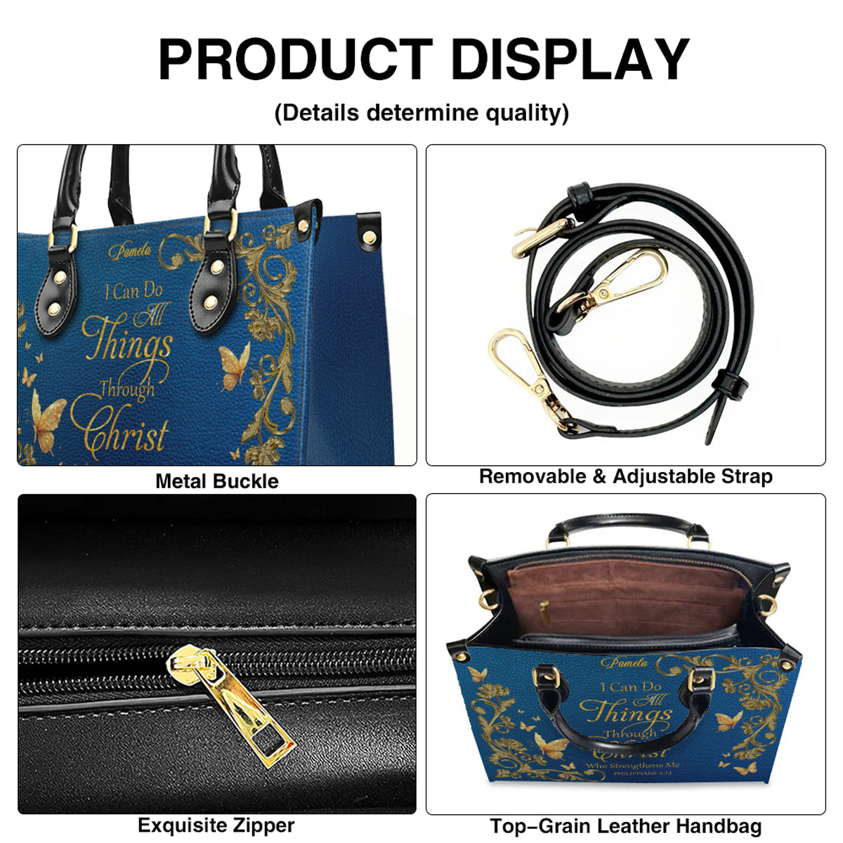 Personalized Christian Bible Verse Handbag