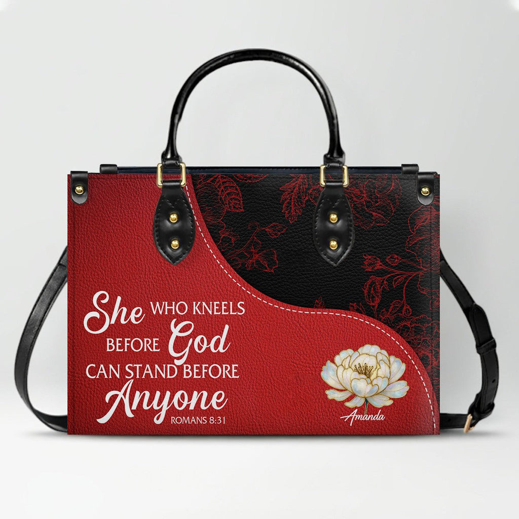 Personalized Red Bible Verse Leather Handbag