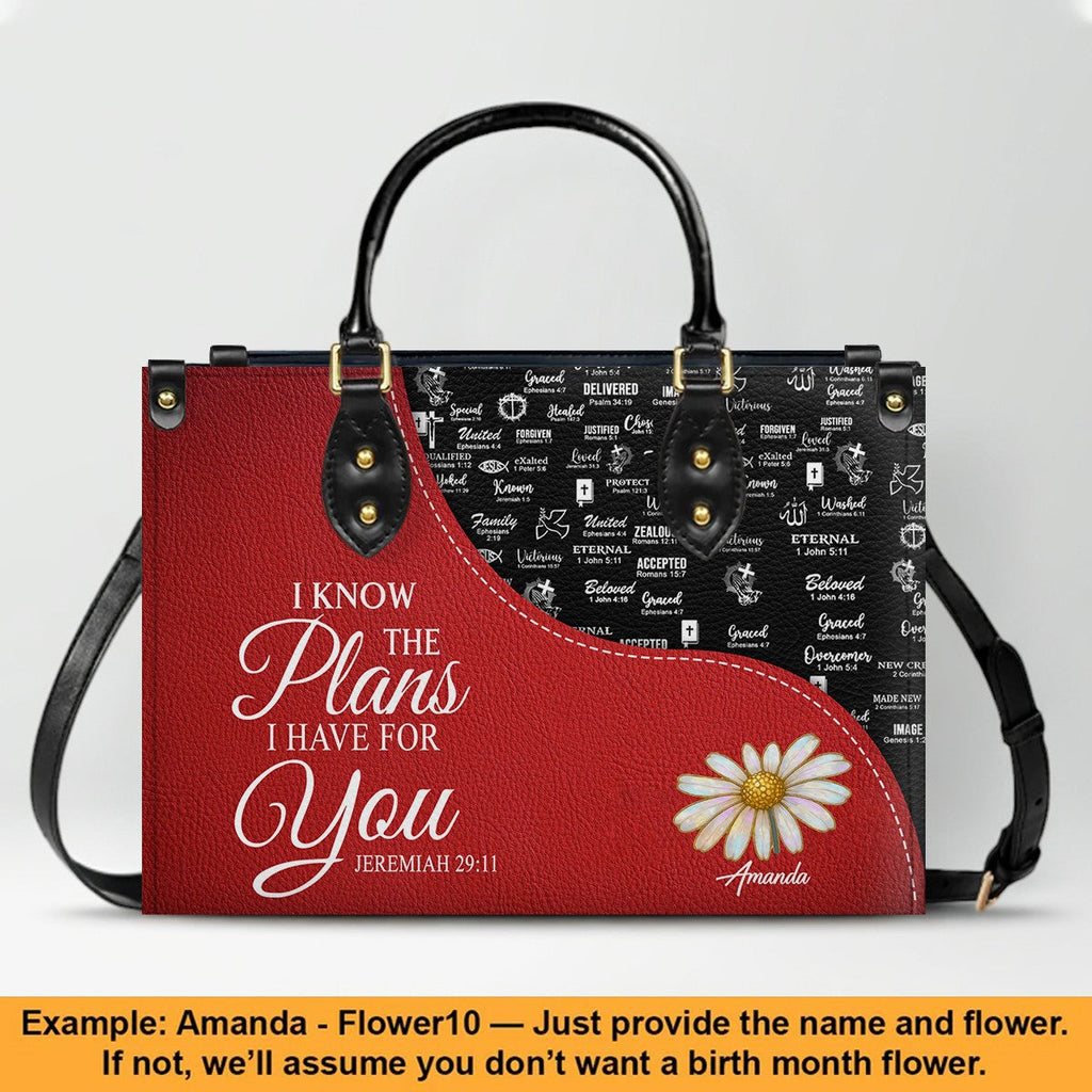 Personalized Red Bible Verse Leather Handbag