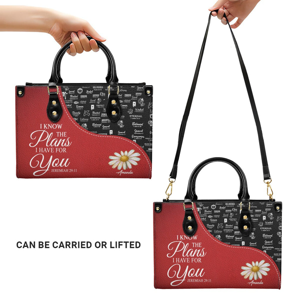 Personalized Red Bible Verse Leather Handbag