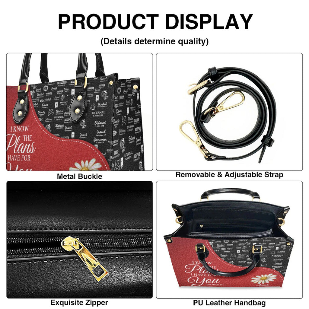Personalized Red Bible Verse Leather Handbag