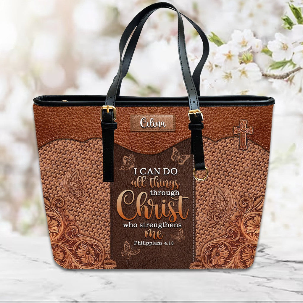 Personalized Bible Verse Leather Handbag
