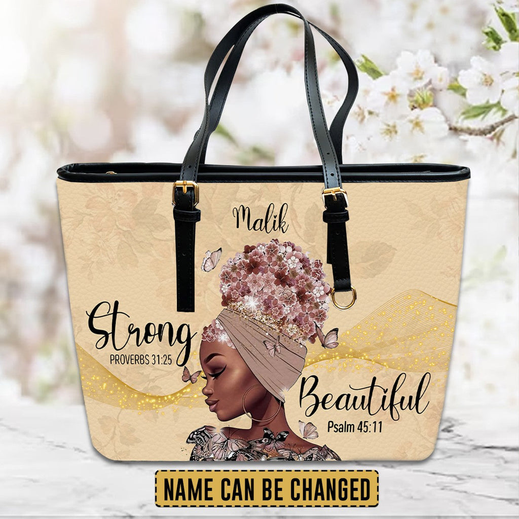 I Am Strong & Beautiful Custom Leather Handbag