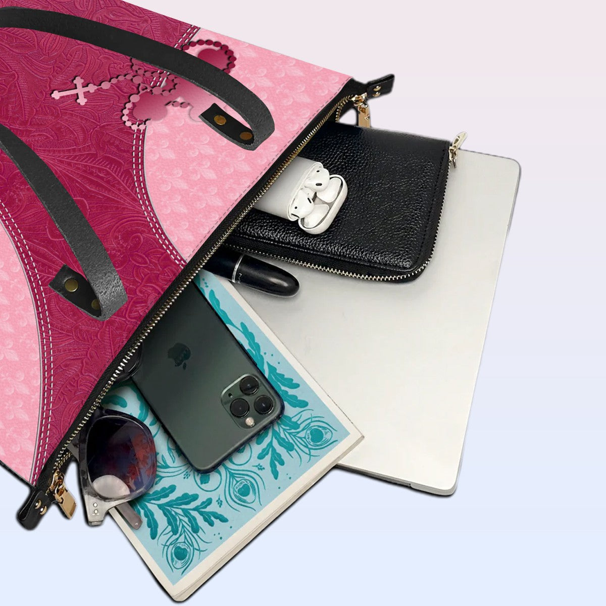 Personalized Bible Verse Leather Tote Bag