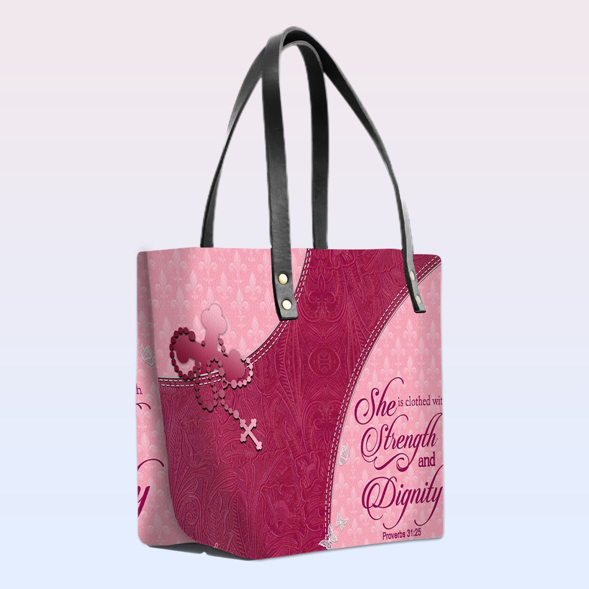 Personalized Bible Verse Leather Tote Bag