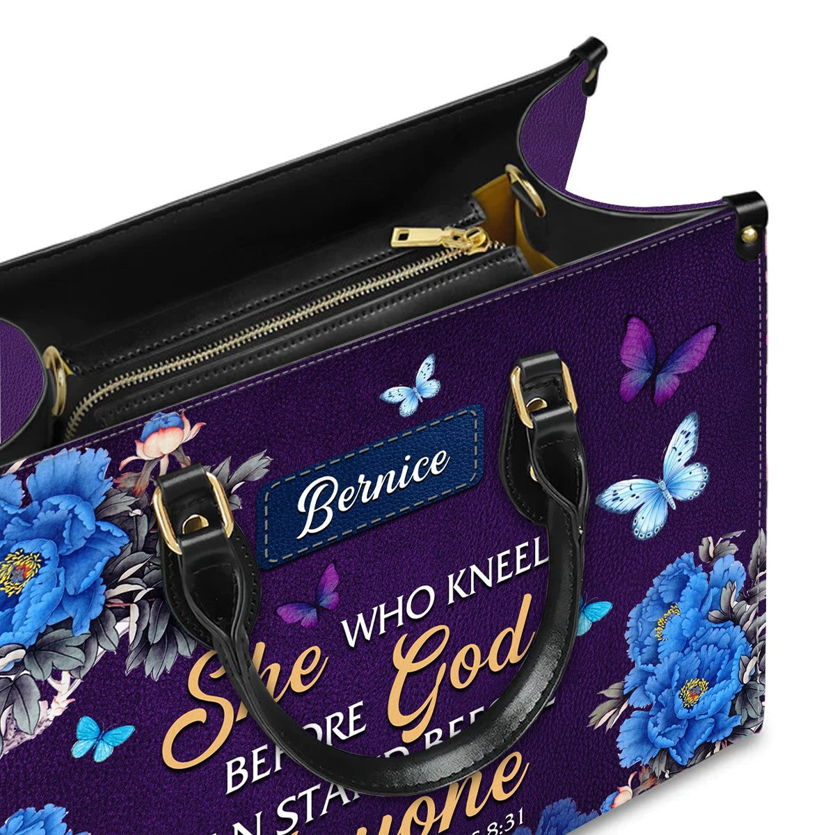 She Who Kneels Before God Leather Tote Bag