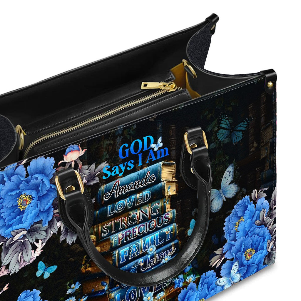 God Says I Am Bookmarks Leather Handbag