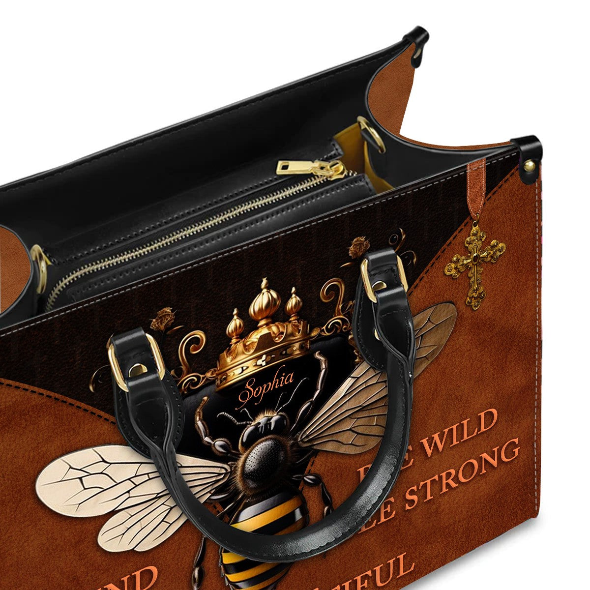 Personalized Bee Kind Leather Handbag