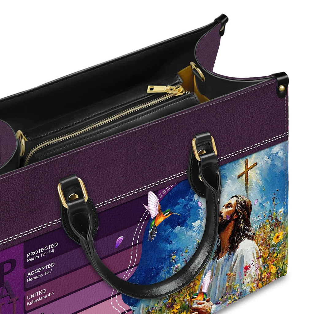 Personalized Sacred Name Leather Tote Bag