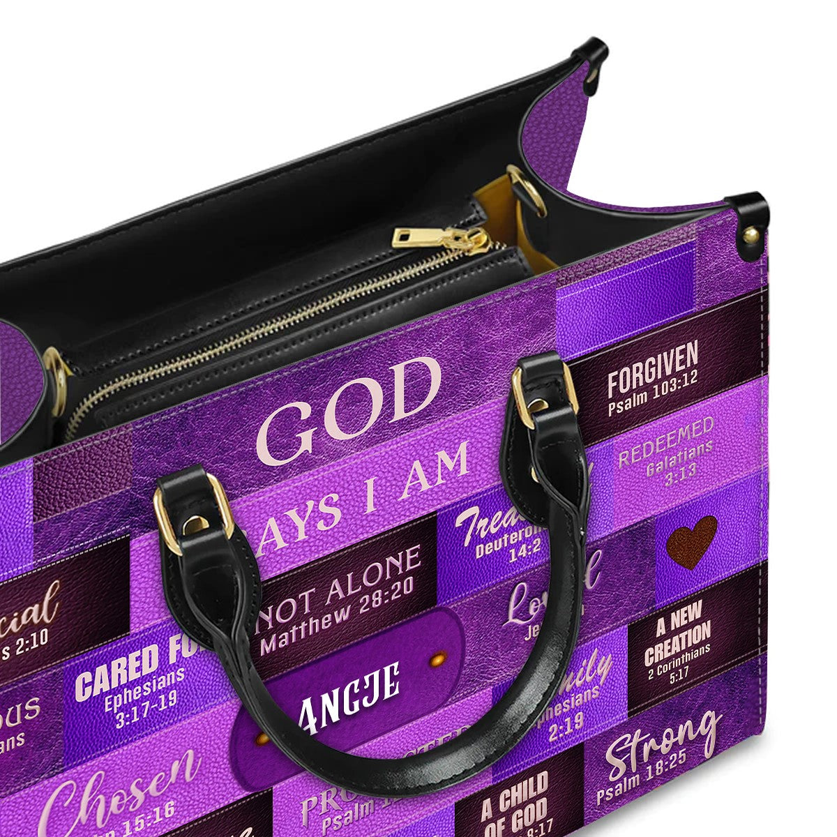 Personalized God Says I Am Leather Tote Bag