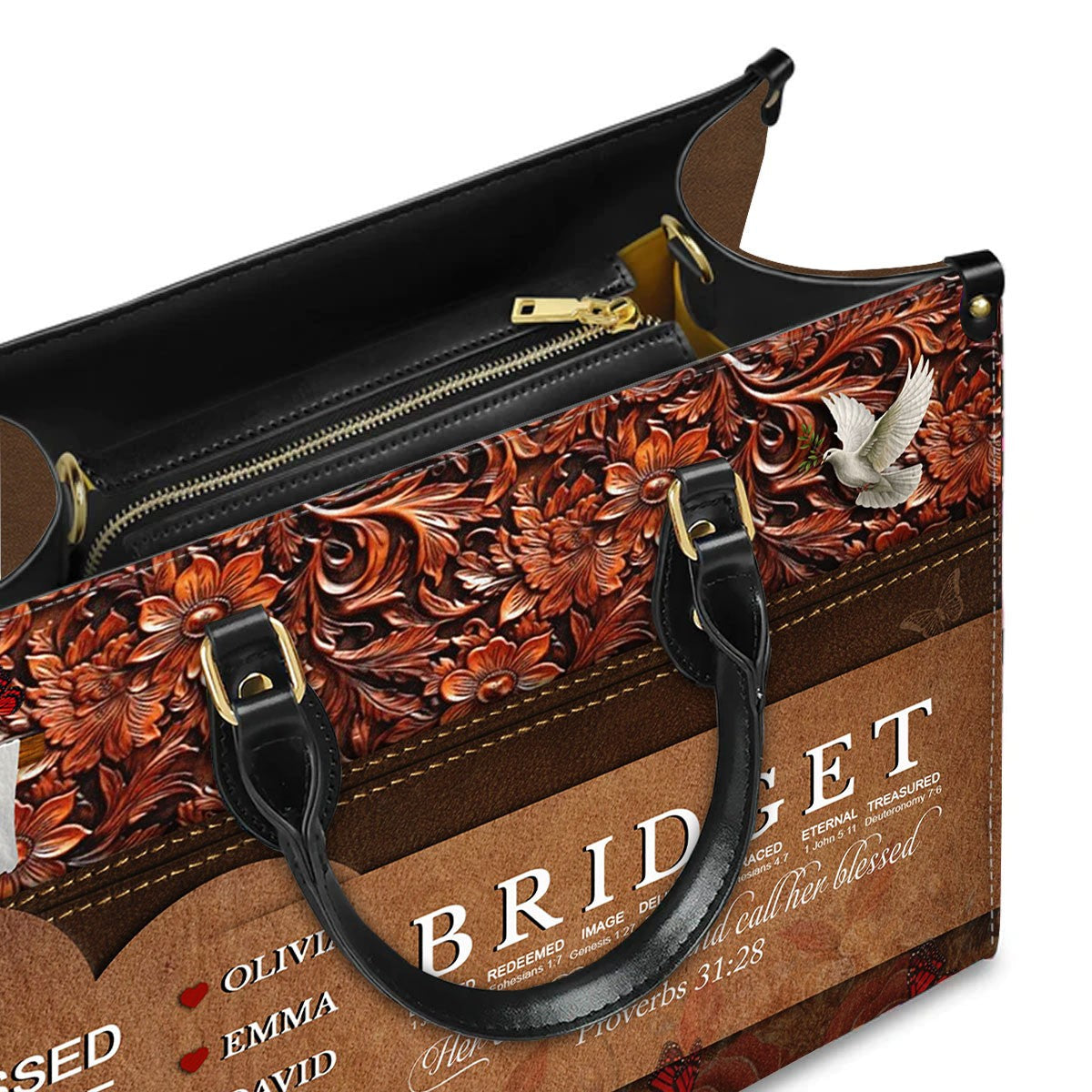 Personalized Christian Faith Leather Handbag