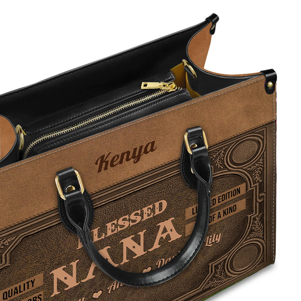 Personalized Blessed Nana Leather Tote Bag