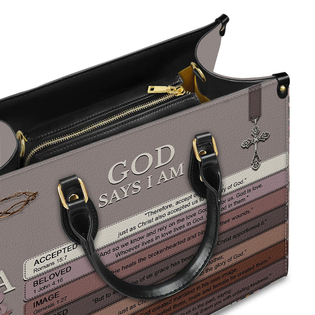 Personalized Christian Floral Leather Handbag