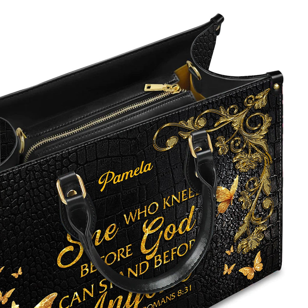 Personalized Christian Leather Tote Bag Navy