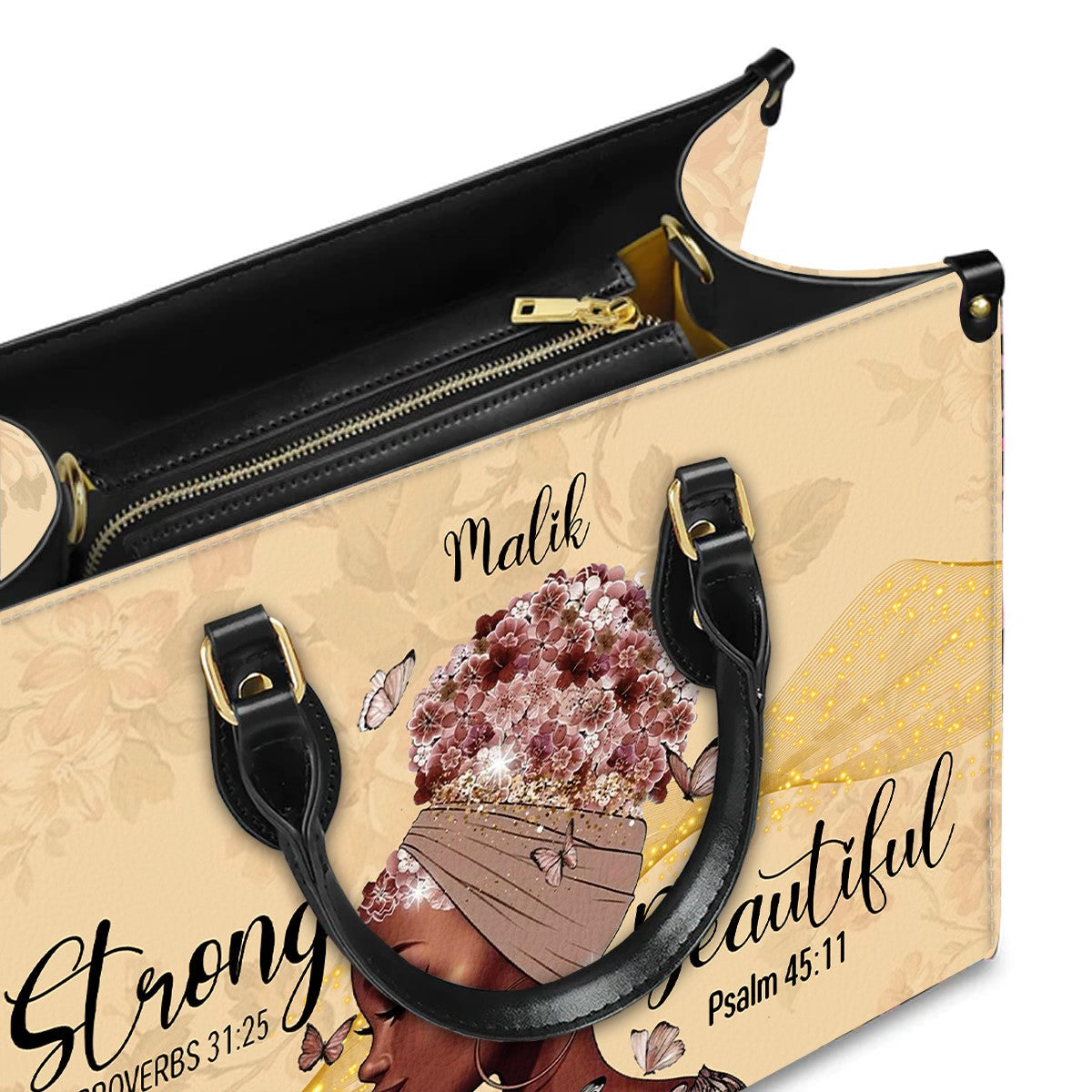I Am Strong & Beautiful Custom Leather Handbag