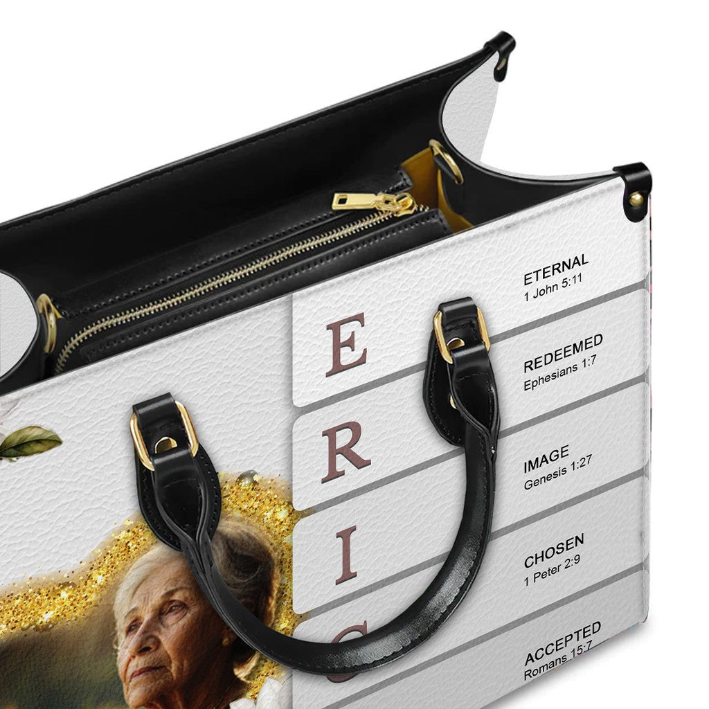Personalized Sacred Name Leather Tote Bag