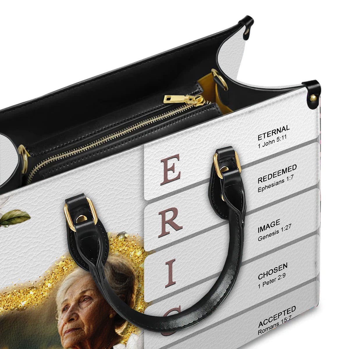 Personalized Sacred Name Leather Tote Bag
