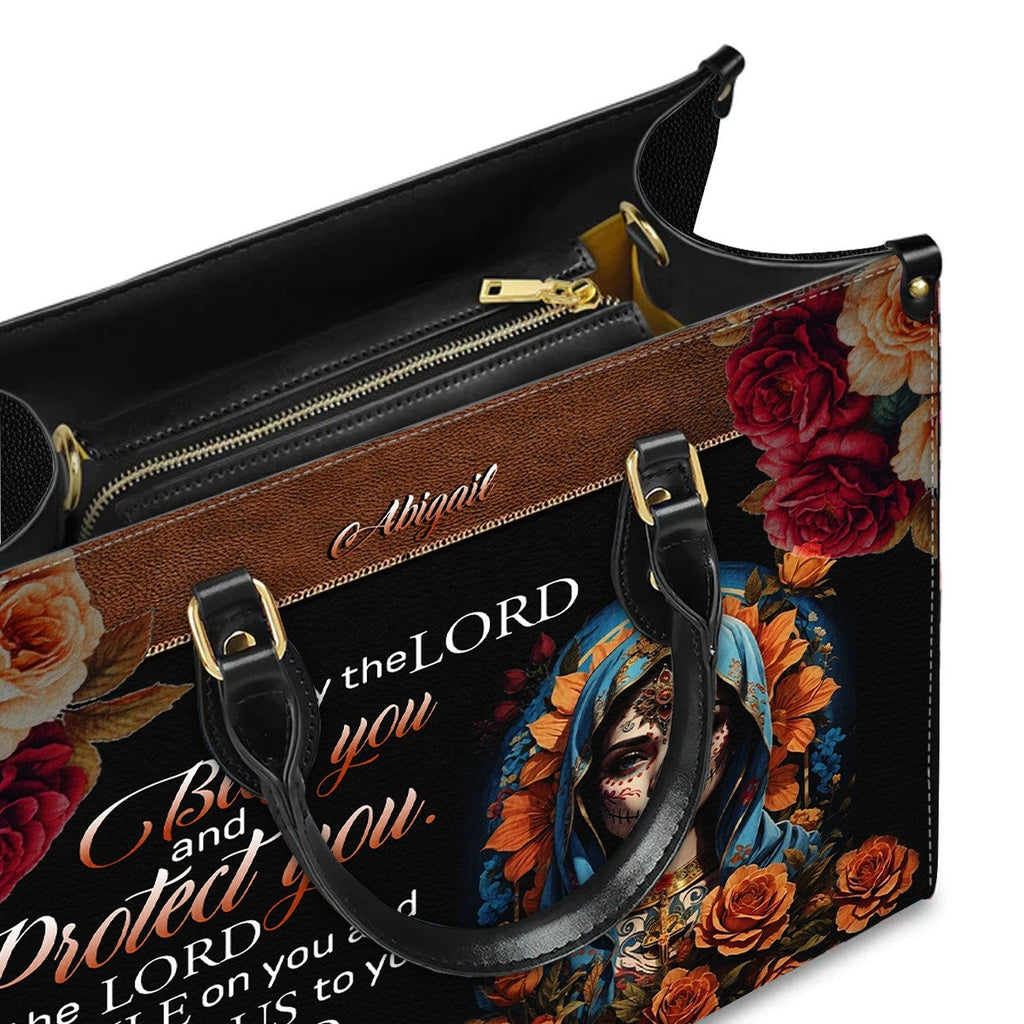 Sugar Skull Bible Verse Leather Tote Bag