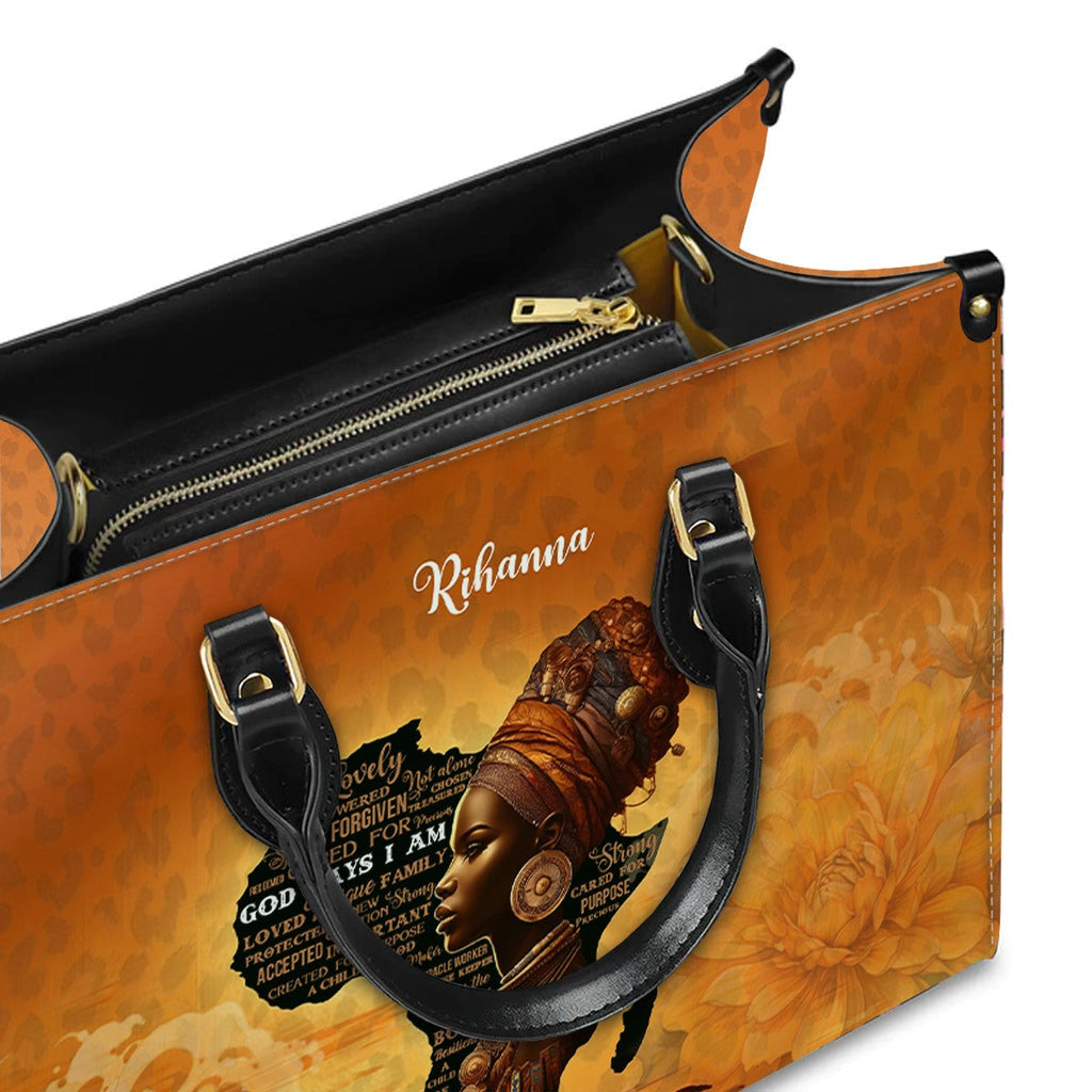 Personalized Afrocentric Leather Tote Bag
