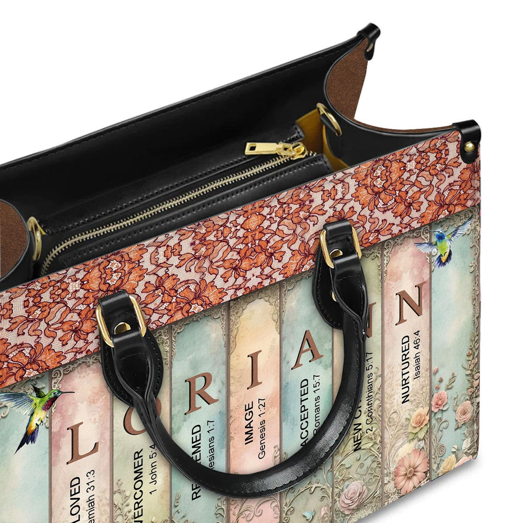 Custom Name Meaning Christian Leather Tote Bag