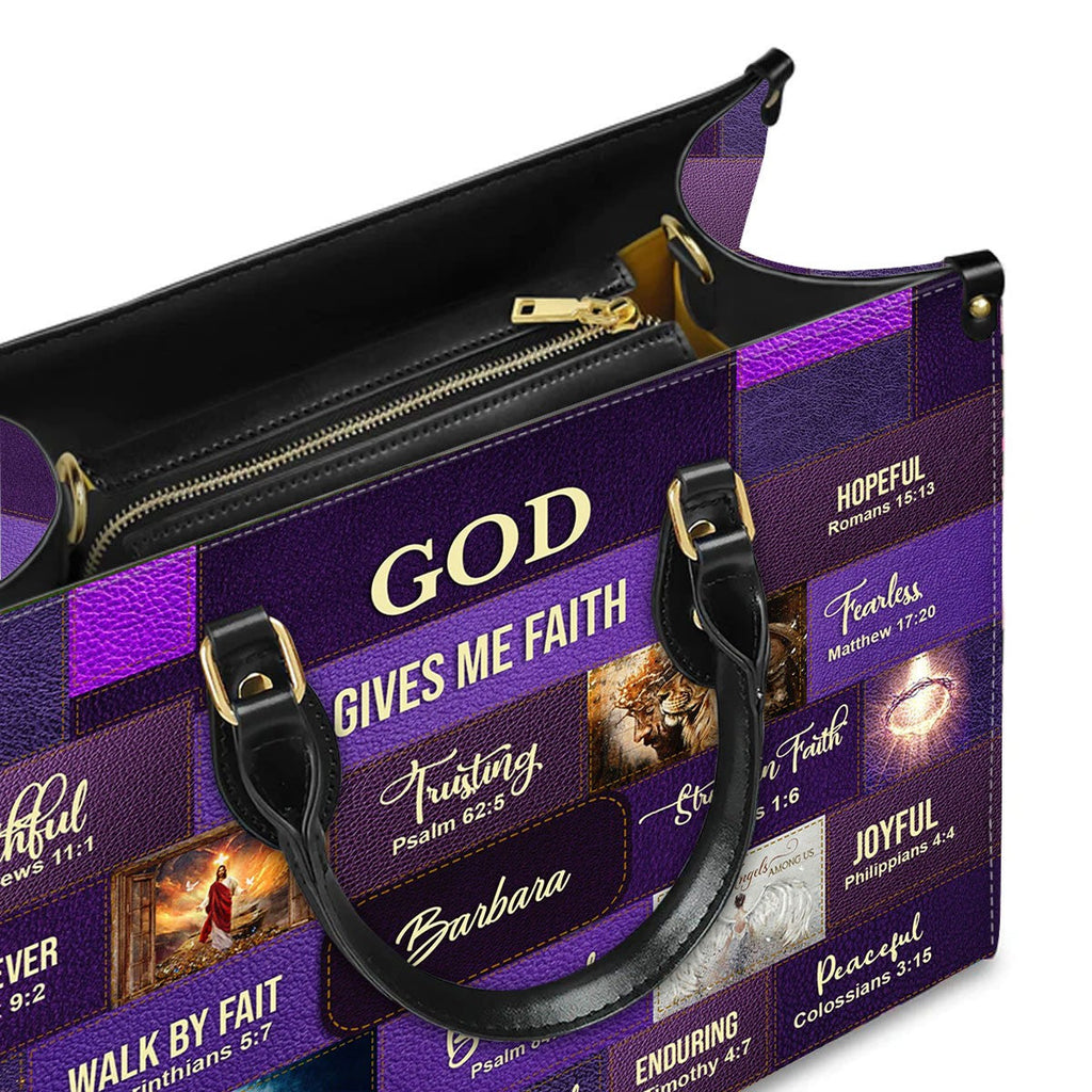 Personalized Christian Faith Leather Tote Bag