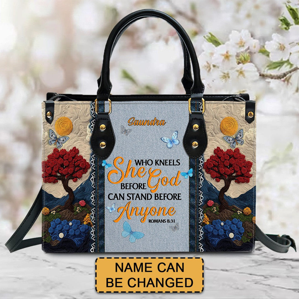 She Who Kneels Before God Leather Tote Bag