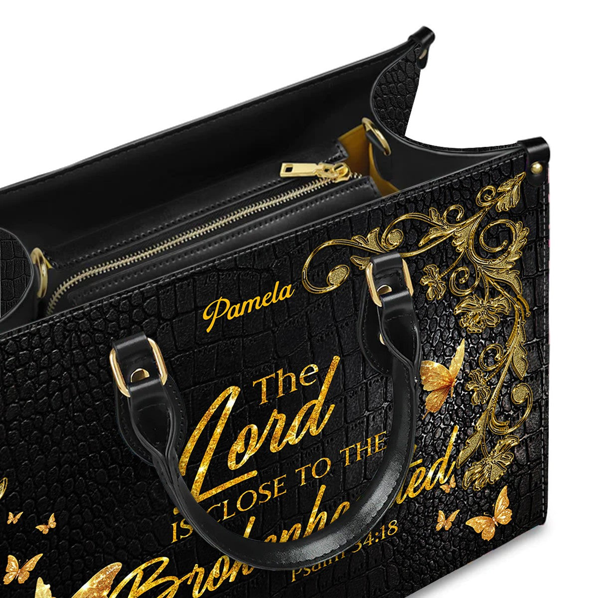 Psalm 34:18 Personalized Leather Handbag
