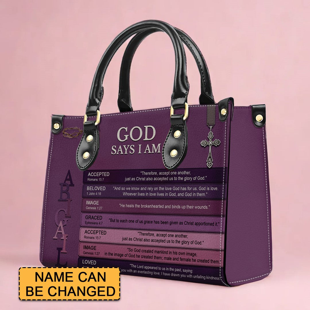Personalized Christian Floral Leather Handbag