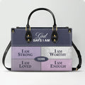 God Says I Am Personalized Leather Tote Bag