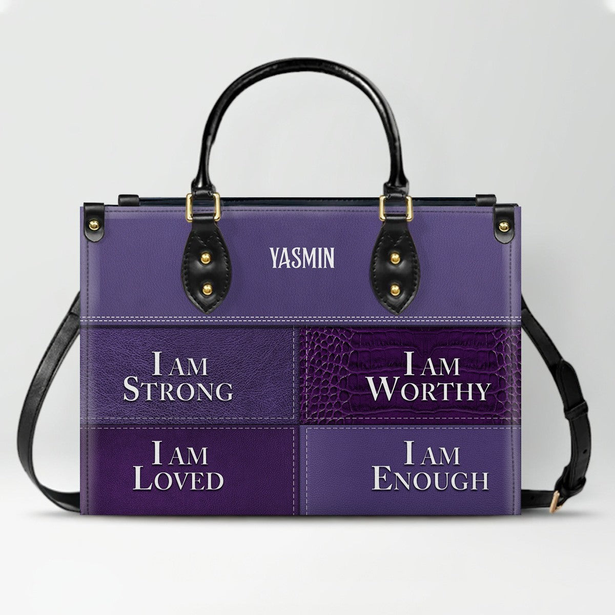 God Says I Am Personalized Leather Tote Bag